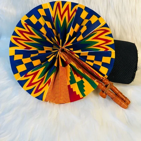 Multicolor Leather Wrapped Fan - Picture 4 of 5